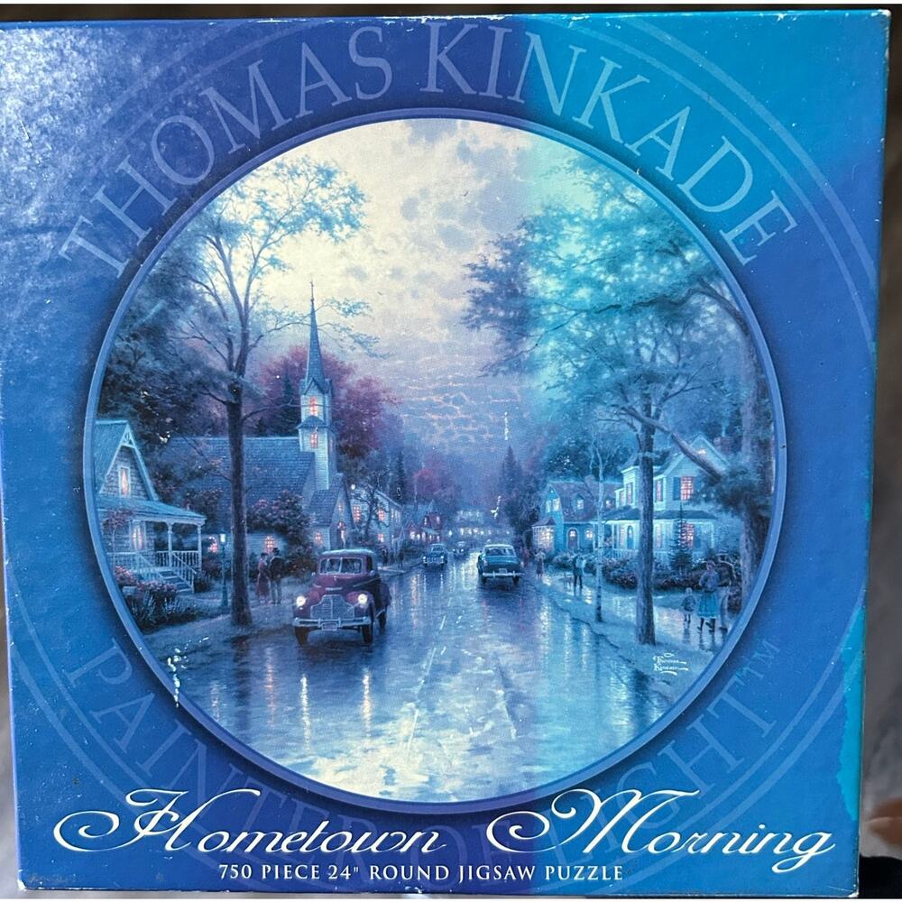 Thomas Kinkade 24' Round Puzzle 750 pieces Hometown Morning